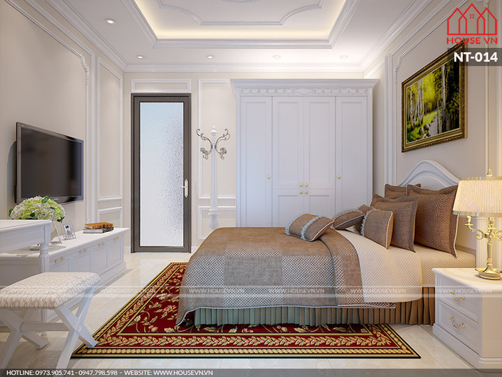 Dù chỉ rộng có 10m2 nhưng phòng ngủ này vẫn vô cùng nổi bật nhờ nội thất sang chảnh, tinh tế. Ảnh: Housevn.
