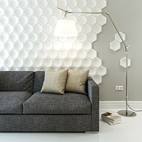 Mẫu tấm ốp tường 3D họa tiết tổ ong khiến ai cũng phải ngắm nhìn. Ảnh: Viethome.