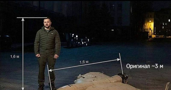 Trước đó, Tổng thống Zelensky đã công bố một bức ảnh trên mạng xã hội, khi ông đứng cạnh một UAV Geran-2 của Nga, được nghi là loại Shahed-136 của Iran, bị bắn rơi trên lãnh thổ Ukraine. Bức ảnh nhận được nhiều bình luận trái chiều.