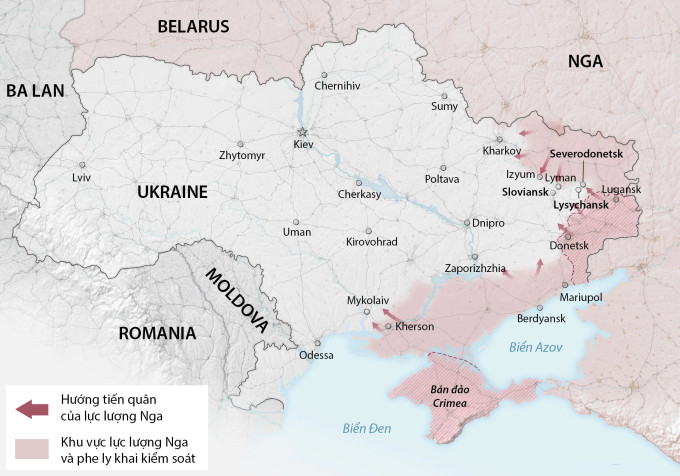 Quan trọng hơn, trong vòng 24 giờ qua, tình hình ở Donbass cũng đảo ngược, ngoài việc chiếm 97% lãnh thổ của vùng Luhansk, Quân đội Nga còn chiếm 80% lãnh thổ của Donbass. Điều đó có vẻ như không thực tế, khi Quân đội Ukraine tuyên bố sẽ tái chiếm lãnh thổ ở Donbass, thông qua các cuộc phản công.