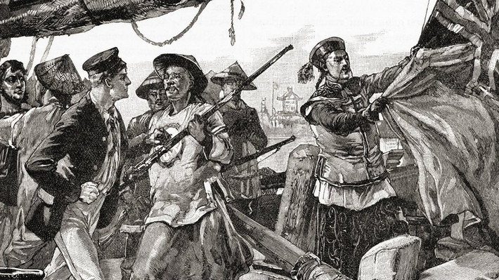 Tháng 10/1841, quân Anh đã chiếm được Ninh Ba (thuộc tỉnh Chiết Giang). Tháng 3/1842, nhà Thanh chia quân 3 mũi tiến công, muốn chiếm lại Ninh Ba nhưng bị đánh bại hoàn toàn. Quân Anh được thể, cứ đánh tràn ra mãi, tới tháng 8/1842 đã áp sát Nam Kinh.