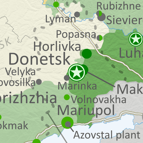 Tại khu vực miền trung Donetsk là Marinka, nơi chỉ cách vị trí xuất phát tiến công của Quân đội Nga 20 km, hiện vẫn nằm trong tay Quân đội Ukraine và quân Nga đã không đạt được bất kỳ tiến bộ nào nữa.