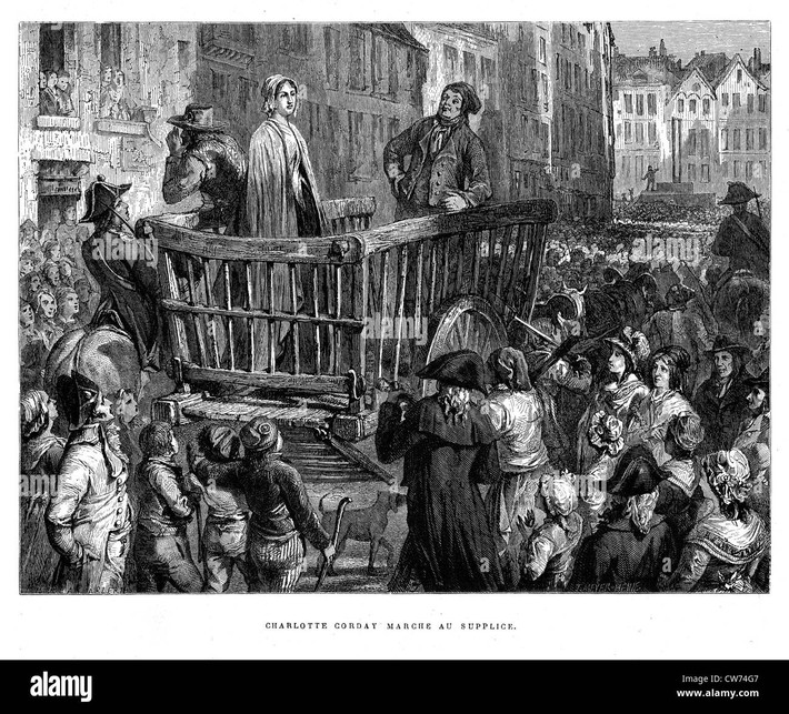 Một trong những nữ sát nhân nổi tiếng nhất trong lịch sử, thường gây án bằng dao là Charlotte Corday, cháu gái của nhà viết kịch nổi tiếng Pierre Corneille và là người ủng hộ gia đình Girondins. Cô đã đâm nhà lãnh đạo của Cách mạng Pháp Jean Paul Marat, bằng hai nhát dao vào ngực, khi anh ta đang tắm trong bồn tắm ở nhà. Tòa án Pháp sau đó đã kết án Corday bằng máy chém.