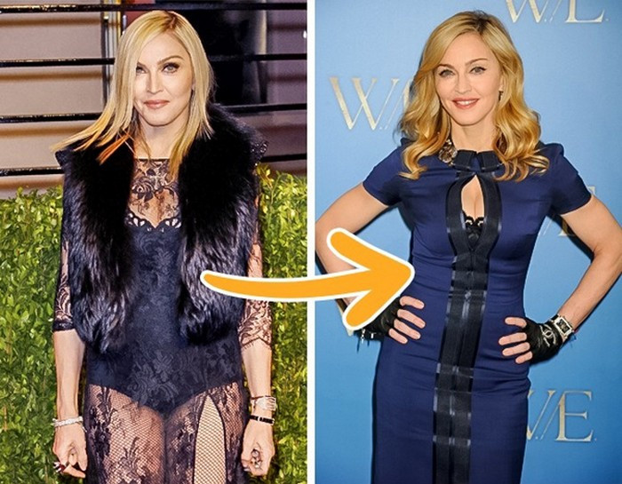 Madonna: Ngửi mùi thức ăn. Đã xấp xỉ 60 nhưng nữ ca sỹ vẫn có thân hình đáng ghen tị. Bởi các ăn kiêng giữ dáng của cô vô cùng đặc biệt. Cô vẫn nấu ăn nhưng không ăn mà chỉ ngửi mùi thức ăn và chỉ ăn súp nước muối. Cô đinh ninh rằng không khí đủ hỗ trợ các hoạt động của cơ thể.