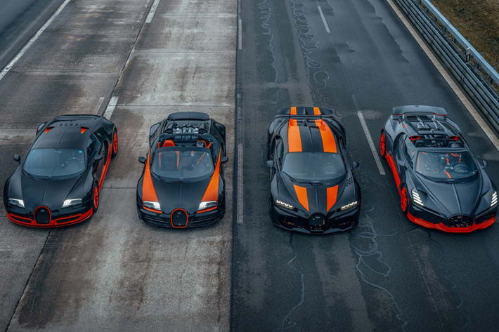 Lần hội tụ này gồm có 4 chiếc xe Bugatti huyền thoại kỷ lục bao gồm Veyron 16.4 Super Sport World Record Edition, Veyron 16.4 Grand Sport Vitesse World Record Edition, Chiron Super Sport 300+ và W16 Mistral World Record Car.