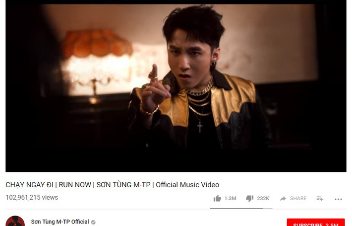 Ra mắt hôm 12/5/2018, MV "Chạy ngay đi" của Sơn Tùng M-TP nhanh chóng xác lập kỷ lục châu Á khi chạm mốc 22 triệu view sau 24 giờ. Dù MV được đầu tư công phu nhưng phần lời khó nghe khiến lượt view của "Chạy ngay đi" dần chững lại. Hiện dù đã đạt gần 103 triệu view nhưng MV này vẫn không thể xô đổ kỷ lục 100 triệu view - 38 ngày của "Người lạ ơi" của Orange và Karik.