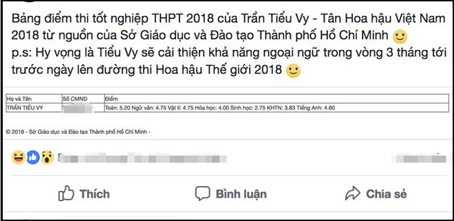 Thậm chí, người đẹp xứ Quảng còn bị lộ bảng điểm tốt nghiệp với nhiều điểm dưới 5, đặc biệt là môn tiếng Anh. Điều này khiến dư luận nghi ngờ liệu cô có đủ sức chinh chiến ở đấu trường nhan sắc quốc tế.