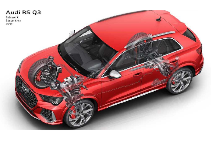 Với công nghệ tăng áp, động cơ này cho công suất lên tới 394 mã lực và mô-men xoắn 480Nm. Kết hợp với hệ dẫn động 4 bánh quattro và hộp số ly hợp kép 7 cấp, cả 2 phiên bản RS Q3 chỉ mất 4,5 giây để tăng tốc từ 0-100km/h và tốc độ tối đa 250km/h (có thể nâng lên 280km/h dưới dạng tuỳ chọn).