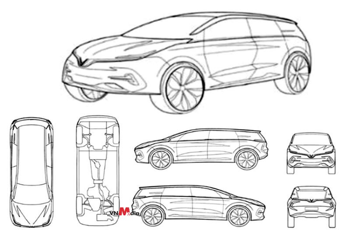 Bản vẽ mẫu MPV 5+2 của VinFast