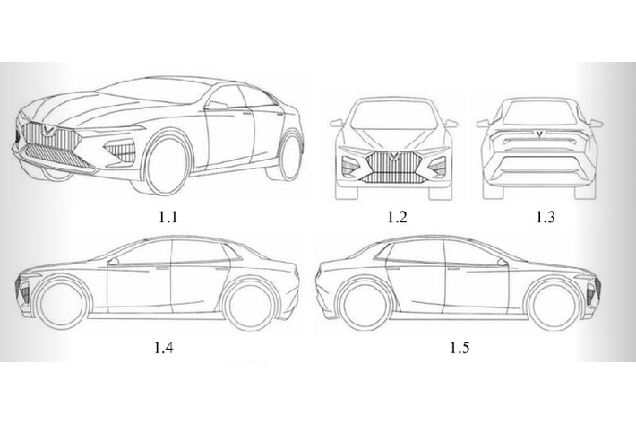 Bản vẽ một mẫu xe sedan khác của VinFast, dường như đó sẽ là một mẫu xe "đàn em" của Lux A 2.0