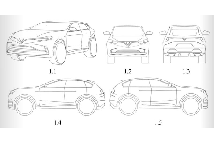 Bản vẽ mẫu xe crossover lai coupe rất thời trang của VinFast