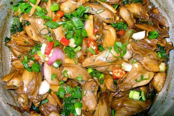 Chang chang hấp gừng nước dừa, chang chang hấp, gỏi chang chang,...là một số món ngon được chế biến từ loài nhuyễn thể này. (Ảnh Imageshack)