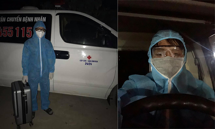 Chàng trai Quảng Bình lái xe cứu thương tới Bắc Giang 'xin' chống dịch: Đặng Minh Trí (24 tuổi) đã một mình lái xe cứu thương gần 600km từ Quảng Bình đến Bắc Giang, xin được cùng góp sức chống dịch. “Em đã được tạo điều kiện về chỗ ăn ở và sẽ nhận công việc vận chuyển bệnh nhân hoặc bệnh phẩm vào sáng sớm ngày mai, làm việc gì em cũng không ngại. Em sẽ ở Bắc Giang đến chừng nào hết dịch thì về” - Trí nói. (Ảnh: Vietnamnet)