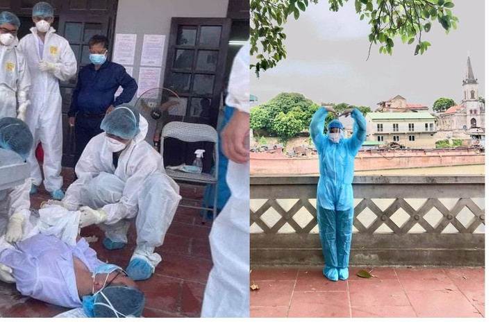 Nhân viên y tế Hải Dương bị ngất xỉu vì nắng nóng ở Bắc Giang: Tối ngày 26/5, đại diện lãnh đạo UBND huyện Việt Yên, tỉnh Bắc Giang xác nhận sự việc xảy ra trong lúc các y, bác sĩ đang lấy mẫu xét nghiệm cho người dân ở thôn Núi Hiểu, xã Quang Châu. Một nhân viên y tế trong đoàn tình nguyện Hải Dương đến Bắc Giang hỗ trợ bị ngất xỉu do bị sốc nhiệt trong bộ quần áo bảo hộ khiến nhiều người xót xa.