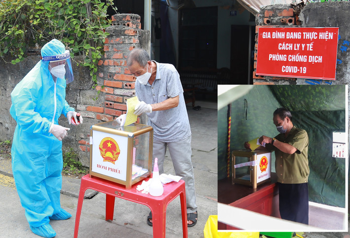 Đối với cử tri thuộc diện F2, Tổ bầu cử và lực lượng công an, y tế đến trước nhà, giữ khoảng các và thực hiện các biên pháp phòng dịch, phun khử khuẩn phiếu bầu, và hướng dẫn cử tri bầu cử. Phiếu của cử tri trong khu vực phong tỏa được kiểm cuối cùng.