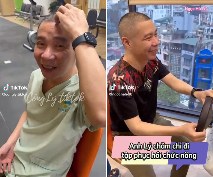 Bệnh tình tiến triển nên Công Lý cũng tươi cười hơn, tuy nhiên nam nghệ sĩ luôn tỏ ra ngại ngùng mỗi khi vợ quay clip.