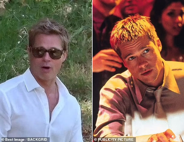 Hình ảnh Brad Pitt hiện tại và khi anh đóng Ocean's Eleven năm 2001. Đã 22 năm trôi qua nhưng nam diễn viên vẫn không hề già đi. (Ảnh: Backgrid, Publictiy Picture)