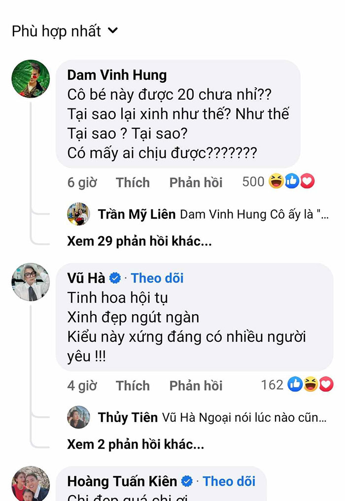 Sau khi Mỹ Tâm đăng loạt ảnh xinh đẹp của mình trước khi vào vị trí giám khảo Vietnam Idol 2023, nam ca sĩ Đàm Vĩnh Hưng đã vào dành lời khen ngợi hết lời: "Cô bé này được 20 chưa nhỉ? Tại sao lại xinh như thế? Tại sao? Tại sao? Có mấy ai chịu được?".