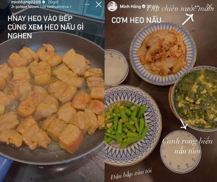 Minh Hằng cho biết mỗi khi xong công việc, nữ diễn viên "Chị chị em em" tranh thủ về nhà sớm để nấu ăn cho chồng.