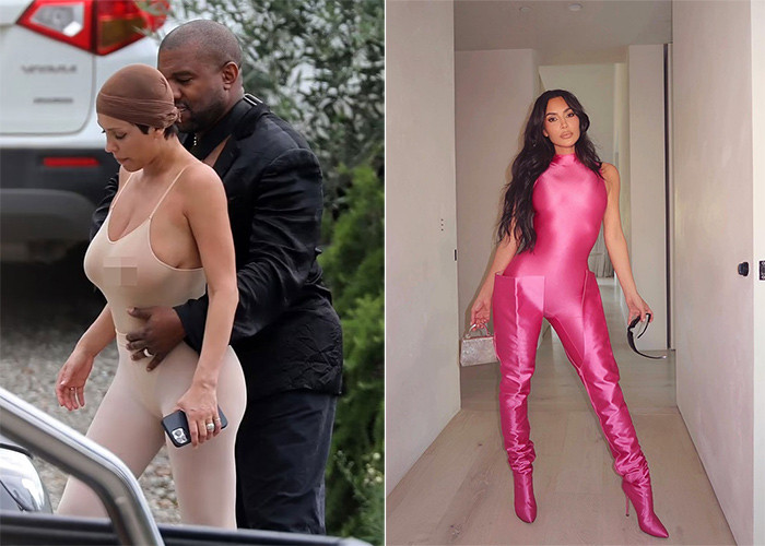Vợ mới của Kanye West chuộng mặc những bộ jumpsuit ôm sát, khêu gợi. Kim cũng thích mặc style này nhưng cô hơn hẳn Bianca cả về gu lẫn thương hiệu thời trang. (Ảnh: Instagram, Backgrid)