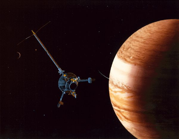 Khoảnh khắc tàu Galileo tiếp cận bề mặt sao Mộc vào 7/12/1995. Nguồn ảnh: MNN.