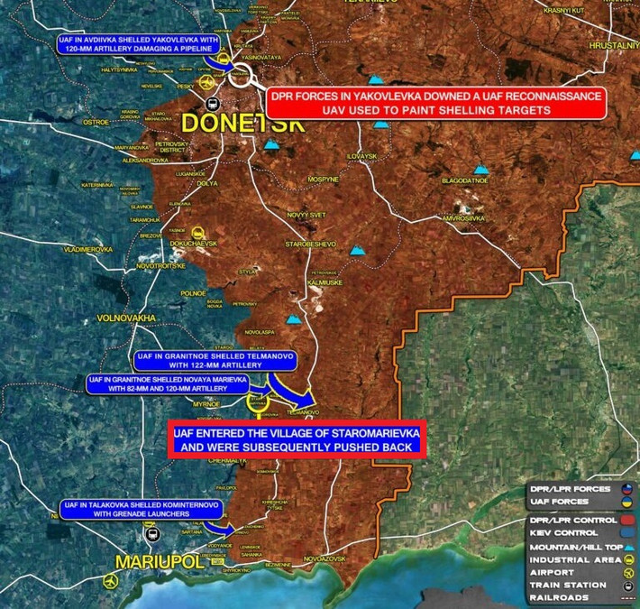 Làng Staromaryevka mà Quân đội Ukraine vừa chiếm, chỉ cách biên giới Nga là 25 km. Điều này cho phép Quân đội Ukraine, trong trường hợp phản công thành công, sẽ cắt đứt toàn bộ phần phía nam của nước cộng hòa Donetsk tự xưng này và giành quyền kiểm soát biên giới.