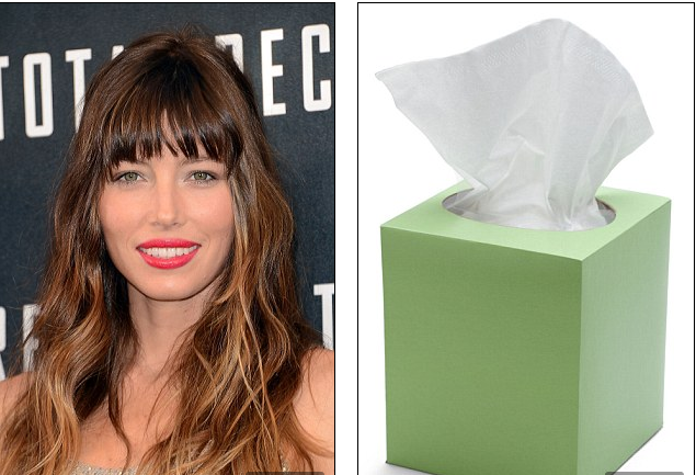 Jessica Biel. Khi ngồi trong ô tô trên đường đến một sự kiện quan trọng nào đó, Biel luôn kẹp hai tờ khăn giấy vào nách để thấm đi phần mồ hôi thừa có thể lem trên trang phục.