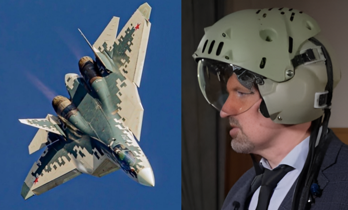 Dmitry Korzinin, trưởng bộ phận hệ thống quang học - điện tử tại Sukhoi, cho biết, những chiếc mũ bảo hiểm mới này sẽ thay đổi cách phi công Su-57 tương tác với hệ thống vũ khí của họ, tạo ra một lợi thế chiến đấu vượt trội. Đây là bước tiến lớn trong công nghệ không chiến của Nga. Ảnh: Military Watch Magazine.