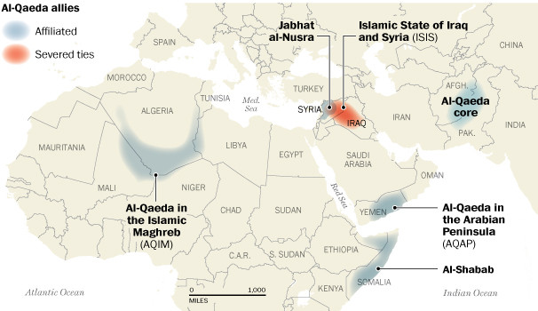 3. Al-Qaeda ở bán đảo Arabian (AQAP) Thành lập vào năm 2006 bởi việc sát nhập vây cánh của al-Qaeda ở Yemen và Ả Rập Saudi, al-Qaeda ở bán đảo Ả Rập được coi là một trong những chi nhánh nguy hiểm nhất của al-Qaeda. 2 anh em nhà Kouchi trong vụ thảm sát tại Paris cũng nằm trong tổ chức al-Qaeda ở Yemen.