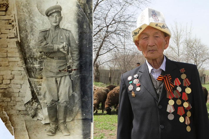 Cựu chiến binh Abla Begaliyev, 91 tuổi, phục vụ trong lực lượng biên phòng từ tháng 2/1942 đến tháng 4/1947. Ông Begaliyev đã chiến đấu ở chiến trường Ukraine và chuyển tới biên giới Afghanistan khi Chiến tranh thế giới thứ hai kết thúc.