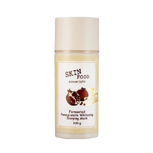 Mặt nạ ngủ lựu Skinfood. Sản phẩm có chứa chiết xuất từ quả lựu với công dụng cấp nước và làm trắng, phù hợp cho những ai có nhu cầu cải thiện màu da.