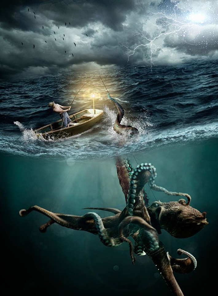 Tác giả người Thụy Điển Jacob Wallenberg đã mô tả Kraken trong tác phẩm năm 1781 có thể bay lên khỏi mặt nước. Khi đạt độ 10 – 12 tuổi, Kraken như một hòn đảo nổi, có thể phun nước từ lỗ mũi đáng sợ của mình và làm cho nước sóng vòng xung quanh hàng km.