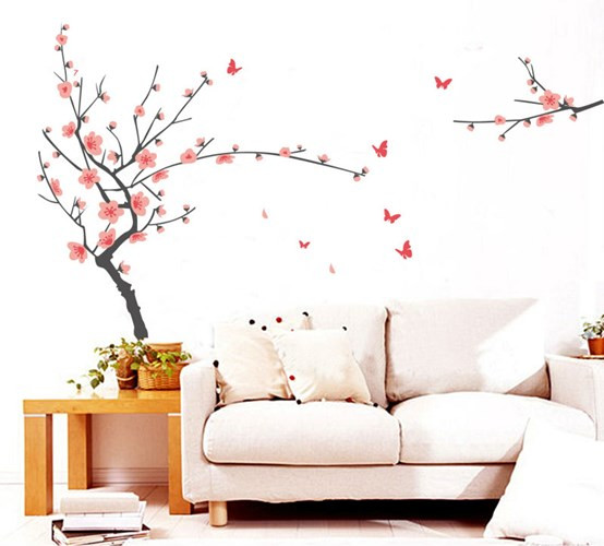 Đơn giản nhưng vô cùng sống động, mẫu giấy dán tường hoa đào để mang mùa xuân về, trăm hoa đua nở gọi mời những đàn chim chung vui trong căn nhà xinh đẹp của bạn. Ảnh: Chuctet.