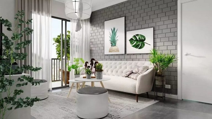 Thiết kế phòng khách kết hợp với cây xanh được dự báo cũng sẽ “bùng nổ” trong năm 2018. Ảnh: Noithathoangquan.