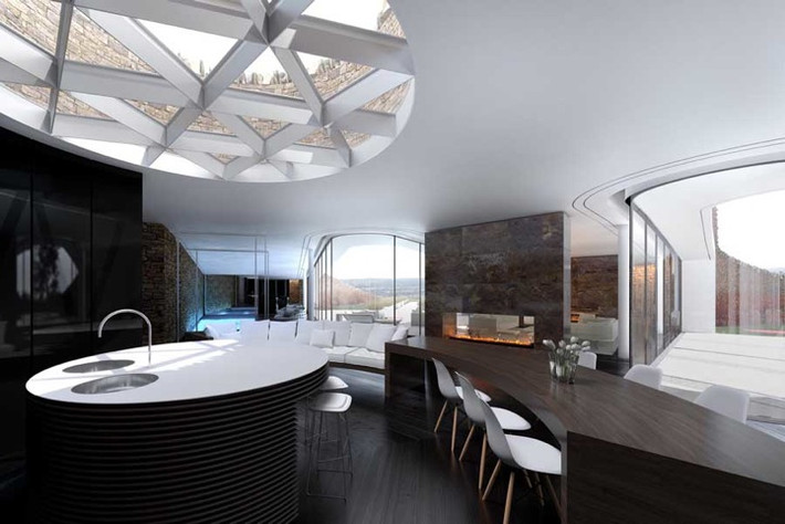 Trong khi đó, một ngôi nhà dưới lòng đất khác có tên Pallavincini House ở Thụy Sĩ cũng gây bất ngờ với sự sang trọng, tinh tế bởi gam màu trắng chủ đạo. (Ảnh Lifo)