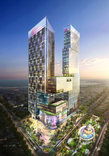 Dự án được UBND TP Đà Nẵng giao cho Vienthong Land từ năm 2008, dự kiến xây dựng khu trung tâm thương mại, văn phòng, khách sạn 6 sao và nhà ở cao cấp với quy mô 48 tầng, tổng số vốn đầu tư hơn 180 triệu (gần 3.000 tỷ đồng). Ảnh: diaoconline.