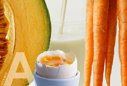 5. Vitamin A Vitamin A giúp làm mờ vết thâm nám, cải thiện tình trạng da khô và nếp nhăn. Vitamin A có trong cam, cà rốt, dưa đỏ, rau lá xanh, trứng và thực phẩm từ sữa ít chất béo. Retinoids, tiền chất vitamin A cũng thường được bác sỹ kê toa như một phương pháp điều trị mụn trứng cá và các tình trạng da khác.