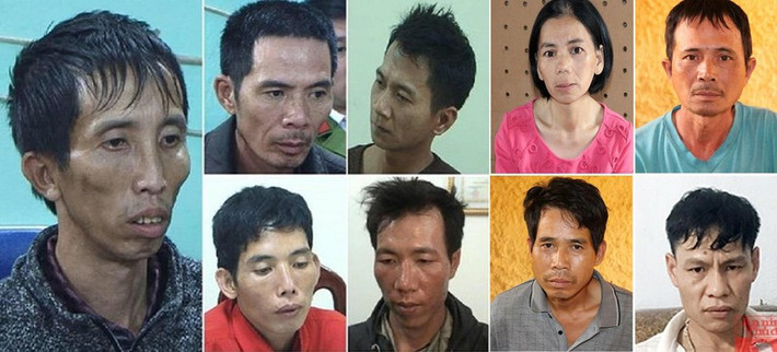 Tại phiên xét xử này, ngoài 2 bị cáo Trần Thị Hiền và Vì Thị Thu, Hội đồng xét xử cũng đưa đến 6 bị cáo khác để phục vụ quá trình xét xử, trong đó có Vì Văn Toán, Bùi Văn Công, Lường Văn Hùng,...