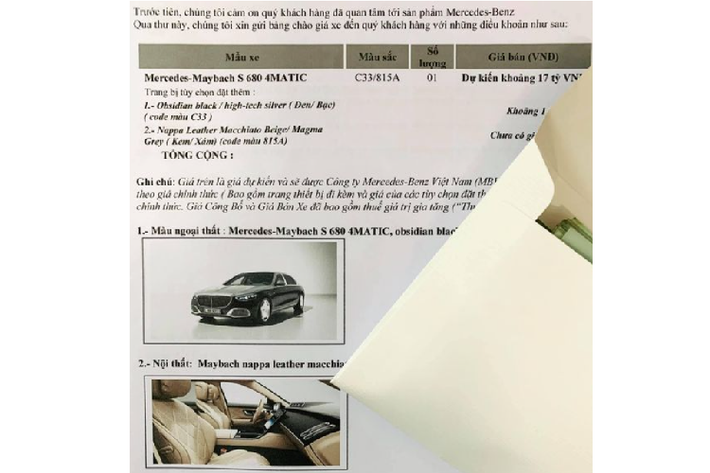 Về diện mạo, giống như những chiếc Mercedes-Maybach S-Class 2021 khác, S 680 cũng sở hữu lưới tản nhiệt thanh dọc độc quyền cùng logo Maybach, hốc hút gió phía trước to bản, nhiều đường viền mạ crome xung quanh xe giúp tăng độ sang trọng của xe, tay nắm cửa ẩn, cửa hít và cửa sổ trời toàn cảnh. Xe được trang bị mâm xe loại 20 inch hình chiếc khiên theo tiêu chuẩn.