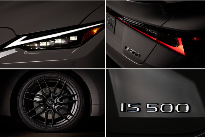 Thêm một điểm đặc biệt trên mẫu Lexus IS 500 F Sport Performance Launch Edition là bộ mâm hợp kim rèn 19 inch có tạo hình 7 chấu kép sơn đen mờ, thay vì dạng nan hoa trên model thường. So với trang bị của Lexus IS F Sport tiêu chuẩn, mỗi la-zăng trên bản đặc biệt nhẹ hơn khoảng 1,8 kg.