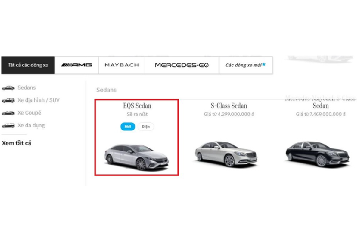 Mới đây, danh mục sản phẩm trên trang chủ của Mercedes-Benz Việt Nam đã bất ngờ xuất hiện cái tên Mercedes-Benz EQS 2022 mới với dòng chữ “sẽ ra mắt”. Dường như, hãng xe Đức nhận thấy thị trường nước ta đã sẵn sàng bước tới sự chuyển đổi sang xe điện sau màn “chào sân” của VinFast VF e34.