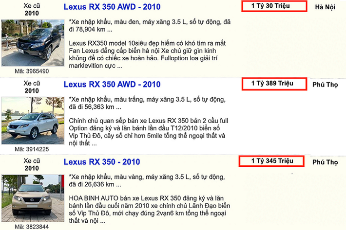 Bên dưới nắp ca-pô của mẫu xe crossover Lexus RX350 đời 2010 sử dụng động cơ Xăng V6 dung tích 3.5L hút khí tự nhiên cho công suất tối đa 275 mã lực tại 6.200 vòng/phút và mô-men xoắn cực đại 348Nm tại 4.700 vòng/phút.