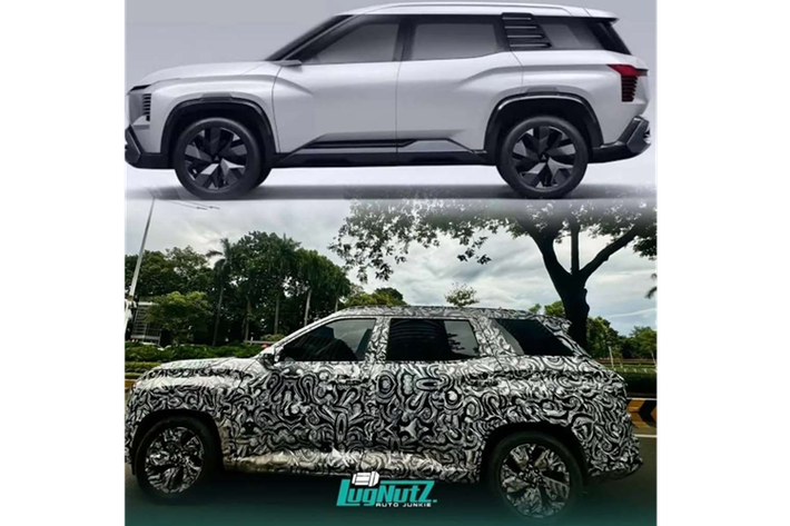 Vào đầu năm nay, một chiếc SUV bị nghi là nguyên mẫu chạy thử của xe SUV Mitsubishi DST đã được phát hiện tại Indonesia. Những bức ảnh chụp lén cho thấy diện mạo tổng thể của xe không khác biệt nhiều so với phiên bản concept. Phần đầu xe vẫn mang thiết kế đặc trưng với ngôn ngữ Dynamic Shield, tương tự Xforce.