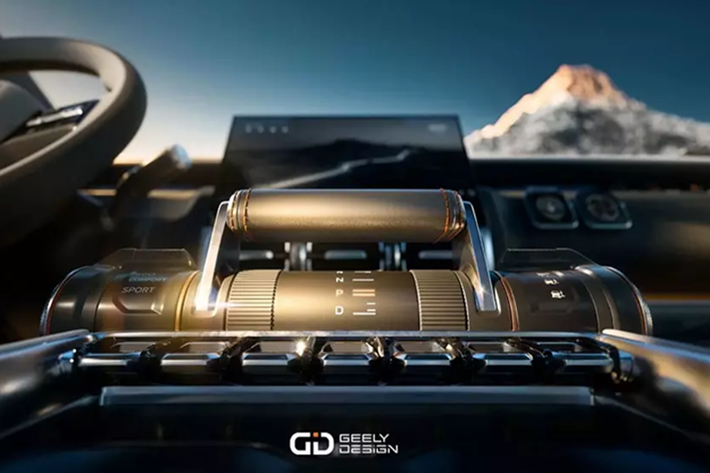 Cần số của xe SUV Geely Galaxy Cruiser được thiết kế với cảm hứng từ cần ga của du thuyền. Trong khi đó, bên ghế phụ được tích hợp thêm các thiết bị hỗ trợ off-road như la bàn. Tuy nhiên, những trang bị này có thể sẽ không xuất hiện trên phiên bản thương mại của Galaxy Cruiser vì có thể cản trở hoạt động của túi khí.