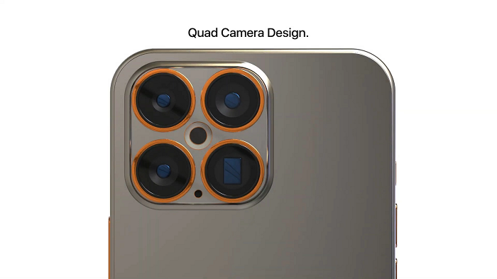 Cũng vì thế, mô-đun camera sau sẽ có thiết kế 4 ống kính cân đối nằm ở 4 góc bao gồm ống tele, ống góc rộng, góc siêu rộng và tiềm vọng.