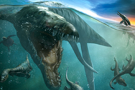2. Khủng long biển Nothosaurus: Là một mảnh ghép của bộ ba "quái vật đại dương" thời tiền sử, khủng long biển Nothosaurus từng là nỗi kinh hoàng của các cư dân biển.