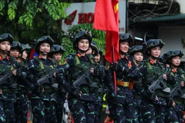 Các khối diễu binh, diễu hành đi trong tiếng reo hò của nhân dân