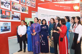 Không gian trưng bày chủ đề "Kiến tạo, phát triển" của MTTQ Việt Nam