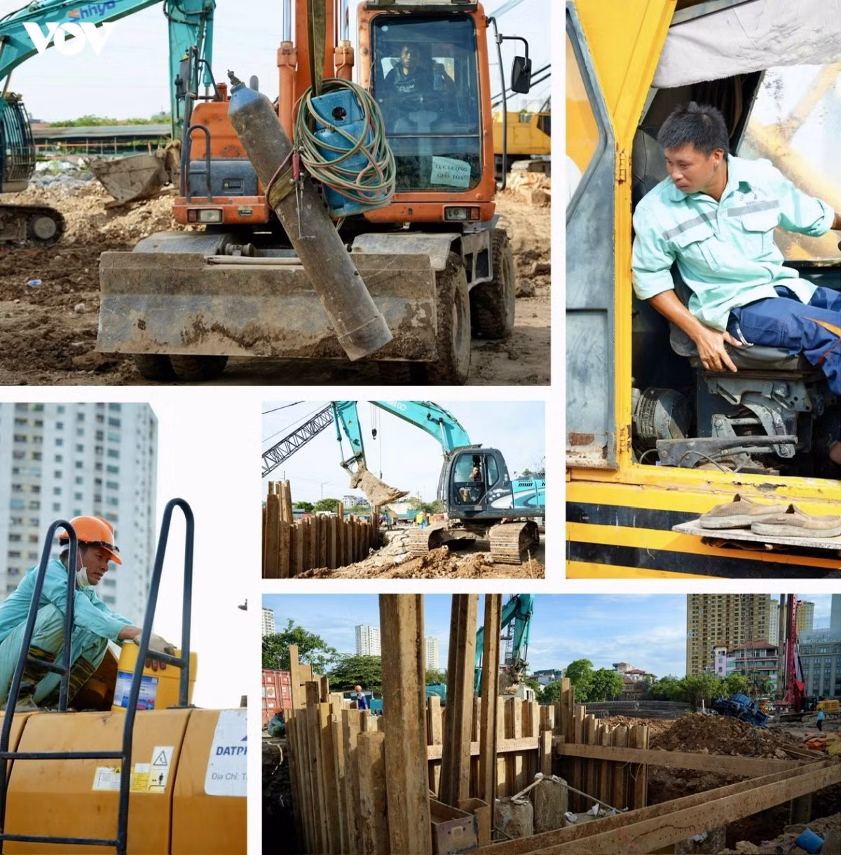 Sau khi tiếp nhận mặt bằng sạch, chủ đầu tư và các nhà thầu đã lập tức huy động nhân lực, máy móc, thiết bị triển khai thi công trở lại. Ghi nhận của phóng viên Báo Điện tử Tiếng nói Việt Nam trong những ngày cuối tháng 6/2026 cho thấy, trên công trường, máy xúc, xe chuyên dụng cùng hàng chục công nhân hoạt động liên tục để thi công những hạng mục đầu tiên của công trình.