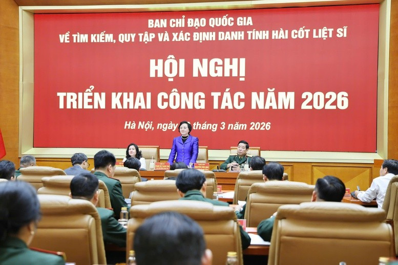 Hội nghị triển khai công tác năm 2026 của Ban Chỉ đạo quốc gia về tìm kiếm, quy tập và xác định danh tính hài cốt liệt sĩ - Ảnh: VGP/Thu Giang.